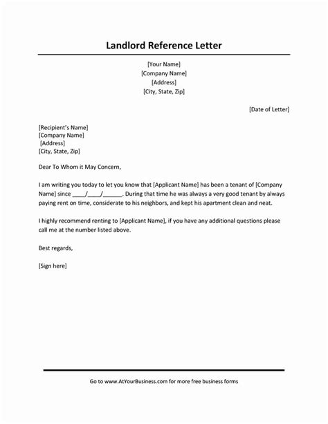landlord reference letter template word