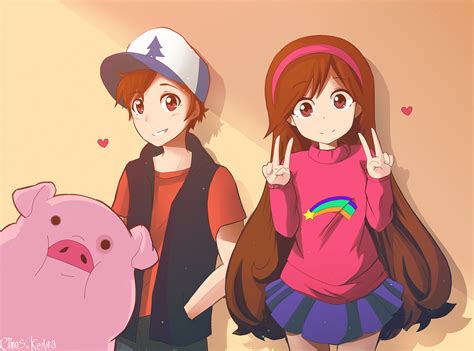 Gravity Falls Mabel Dipper And Waddles By Herrdeschaos