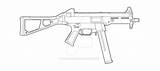 Armas Ump Lineart Sniper Arma Desenhar Fuego Pistolas Pistola Ump45 Municiones sketch template