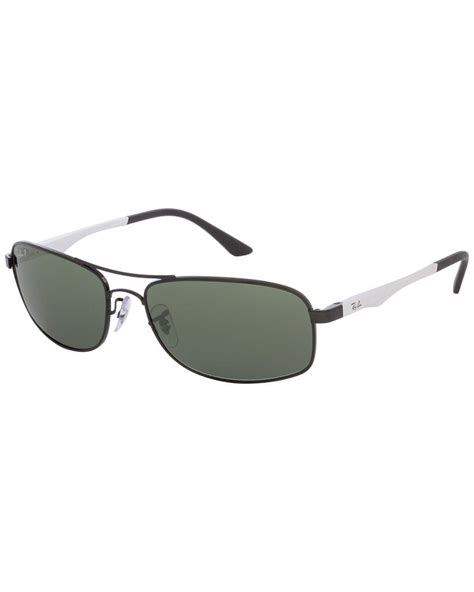 ray ban 60mm polarized rectangle sunglasses in black modesens