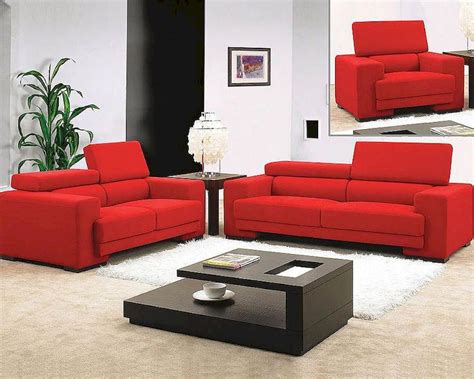 red fabric sofa set