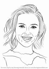 Draw Scarlett Johansson Drawing Step Celebrities People Tutorials sketch template