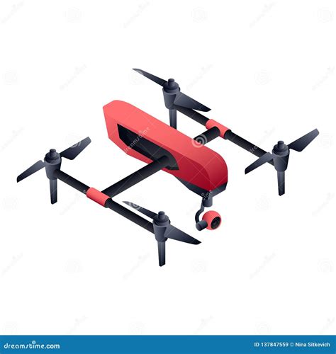 red cinema drone icon isometric style stock vector illustration  action black