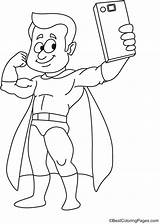 Selfie Coloring Superboy Taking Pages Kids sketch template