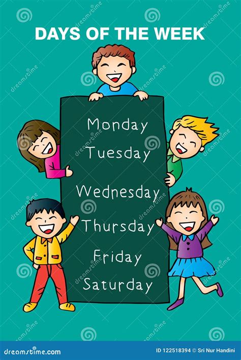 days  week  children cartoon style stock illustration illustration  sunday female