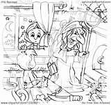 Coloring Window Girl Witch Peeking Boy Clipart Illustration Outline Royalty Rf Bannykh Alex Regarding Notes sketch template