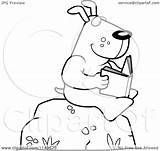 Reading Dog Book Boulder Coloring Clipart Cartoon Outlined Vector Thoman Cory Regarding Notes Clipartof sketch template
