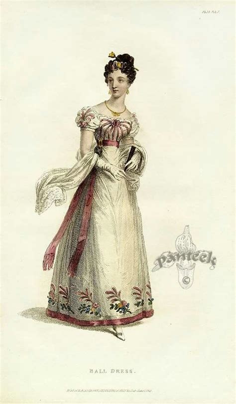 Ball Dress 1825 Regency Era Fashion Fashion Plates 1820s Fashion
