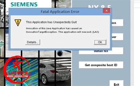 nxfatal application errorthis application  unexpectedly quit nx ug