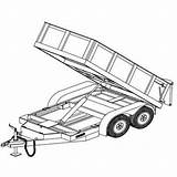 Trailer Dump Clipart Trailers Blueprints Hydraulic Four Draw Drawing Truck Tractor Box Parts Wheeler Cliparts Step Semi Cargo Utility Clip sketch template