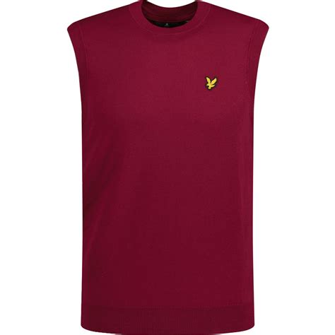 lyle and scott retro mod crew neck knit tank top tunnel red