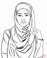 Coloring Hijab Girl Pages Printable Drawing Islam sketch template