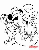 Mickey Coloring Pages Mouse Snowman Disneyclips Building sketch template