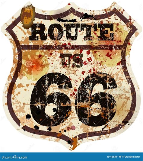 vintage route  road sign stock vector illustration  grunge
