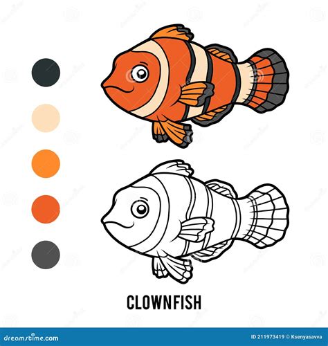 coloring book  kids clown fish stock vector illustration  clown