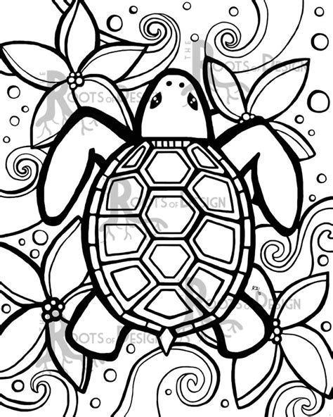 instant  coloring page simple turtle zentangle etsy turtle
