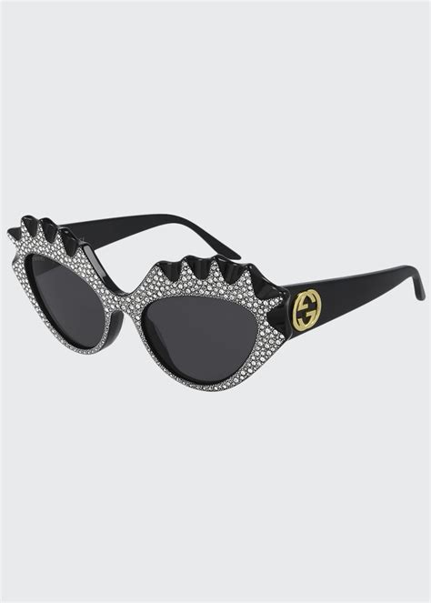 gucci hollywood forever irregular acetate cat eye sunglasses with