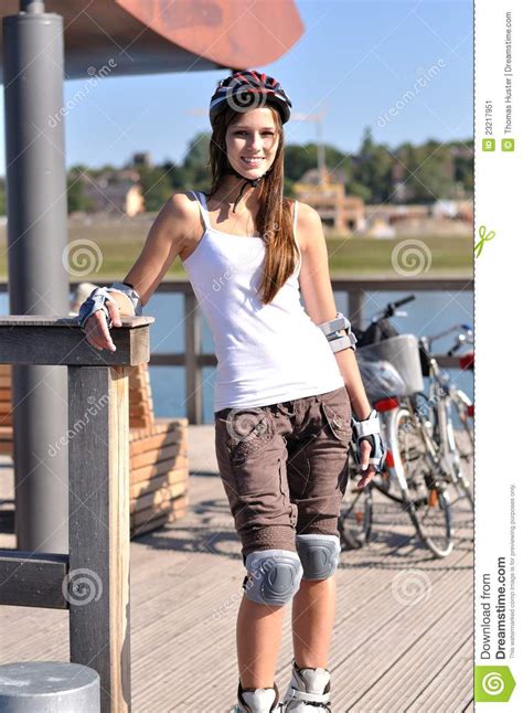 skatergirl is posing for cam stock image image 23217951