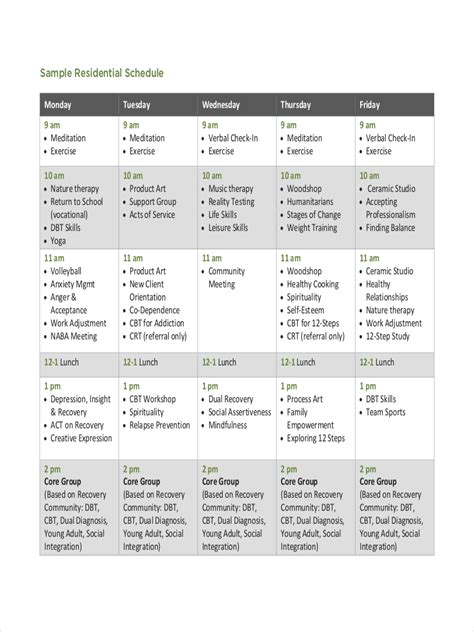 daily schedule examples samples   google docs google sheets excel word