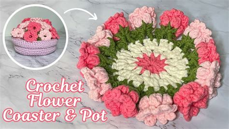 crochet flower coasters  pot tutorial part  beautiful crochet