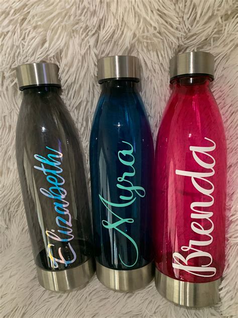 clear personalized water bottle custom bottle gift etsy