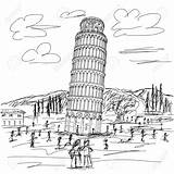 Pisa Tower Leaning Drawing Illustration Stock Clipart Vector Drawn Hand Getdrawings Tourist Destination Famous Pillars Roman Italy Line Choose Board sketch template