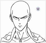 Punch Man Coloring Saitama Pages Anime Drawings Plus Google Twitter Character sketch template