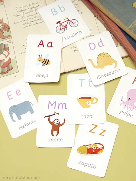spanish alphabet flash cards  printables