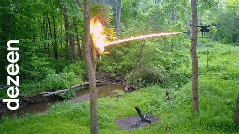 flamethrower drone  shoot   metre long stream  fire youtube