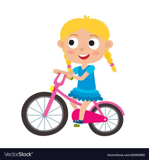 cartoon blonde girl riding a bike having fun vector image