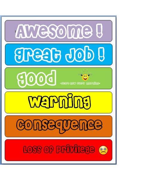 color code behavior chart  kids printable  rainbow etsy