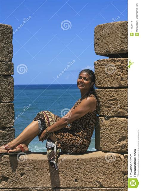 Bi Racial Girl Smiling On Vacation Stock Image Image Of