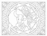 Tauros Mandalas Pokémon Colo Pikachu Getdrawings Quagsire Windingpathsart sketch template