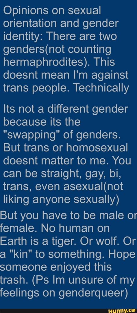 opinions on sexual orientation and gender identity there