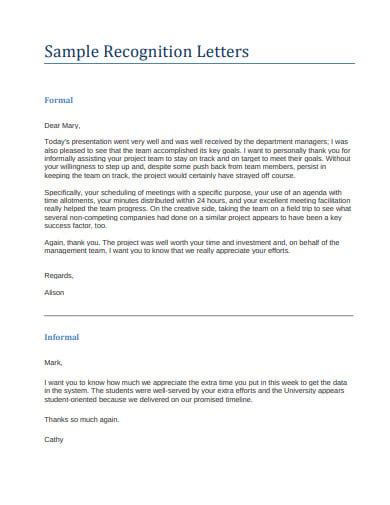 recognition letter templates  google docs word pages