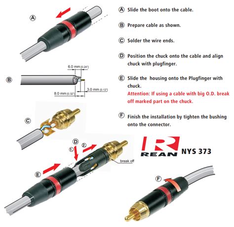 rean nys  rca connector plug assembly instructions rca connector rca diy audio projects