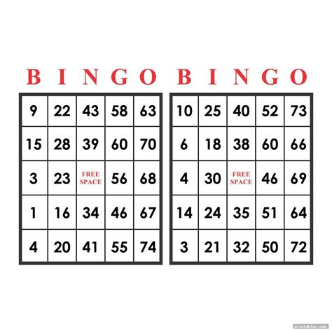 printable number bingo cards   printable bingo cards