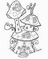 Fairy Coloring Pages House Mushroom Garden Printable Houses Drawing Adult Color Tree Colouring Fairies Whimsical Sheets Kids Recess Mushrooms Gnome sketch template