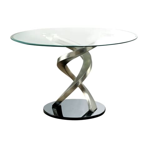 Furniture Of America Jacreme Glass Top Round Dining Table Clear