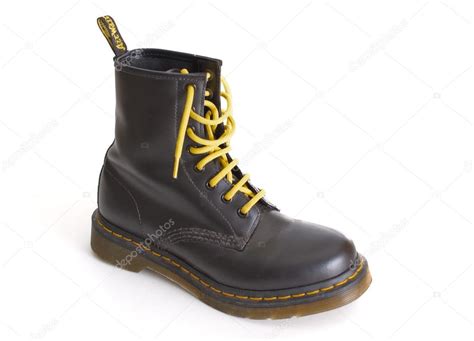 classic black dr martens lace  boot  yellow laces stock editorial photo  dnaveh