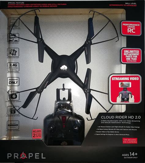 propel cloud rider hd  quadrocopter drone black walmartcom