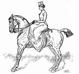 Horsemanship Women Drawings Color Line Sidesaddle sketch template