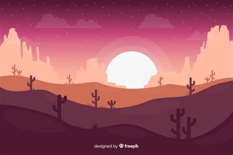 A Night Scene At Desert Vector Free Download