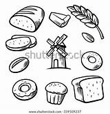 Coloring Mill Flour Bread Vector Slice Template Grain Cake Bakery Pages sketch template