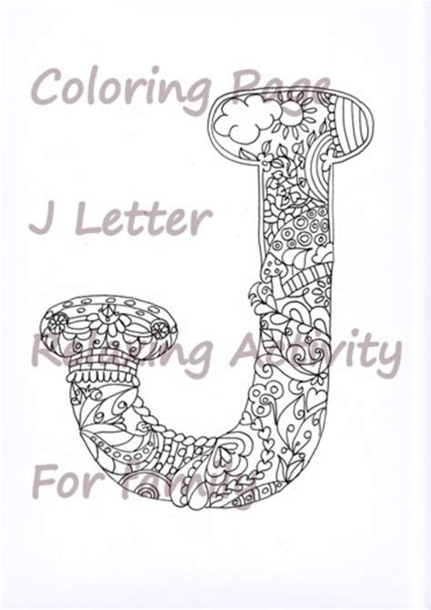 coloring letter   adult coloring page hand drawn zentangle