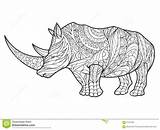 Coloring Rhinoceros Adults Adult Vector Book Illustration Zentangle Preview sketch template