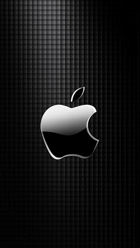 sleek apple logo with black grid background iphone 6 6 plus and iphone 5 4 wallpapers