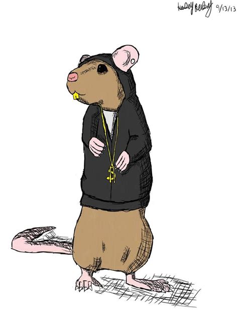 A Cartoon Rat Wearing A Black Jacket And Gold Necklace