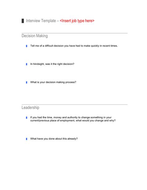 interview template  word   formats page