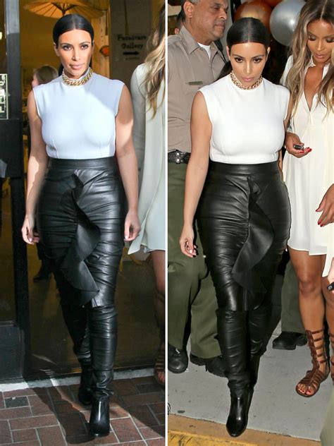 Kim Kardashian Booty Skirt — Sexy Leather Black Outfit